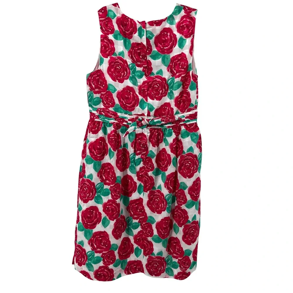 Vineyard Vines Girls 14 Kentucky Derby 144th Rose Floral Sleeveless Dress Red‎